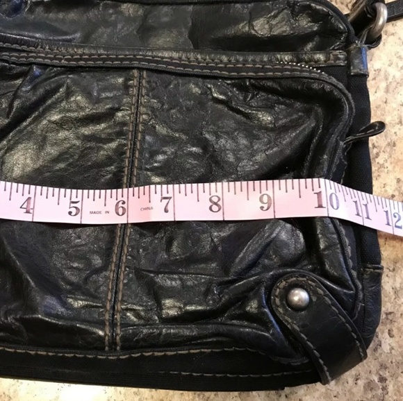 Fossil Black Leather Canvas Crossbody Bag - Picture 6 of 8